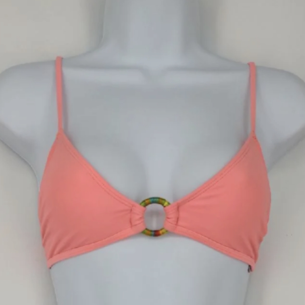 Aerie Triangle Swim Stripe Bikini Top XS Rainbow Vacation Beach Trip Ring